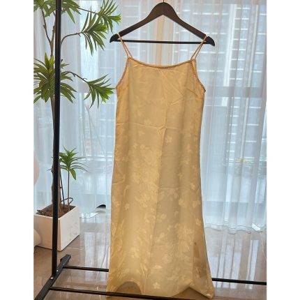 Miss Orange New Chinese Flower Fragrance Lure Butterfly Women's Halter Dress Midi Long Dresses